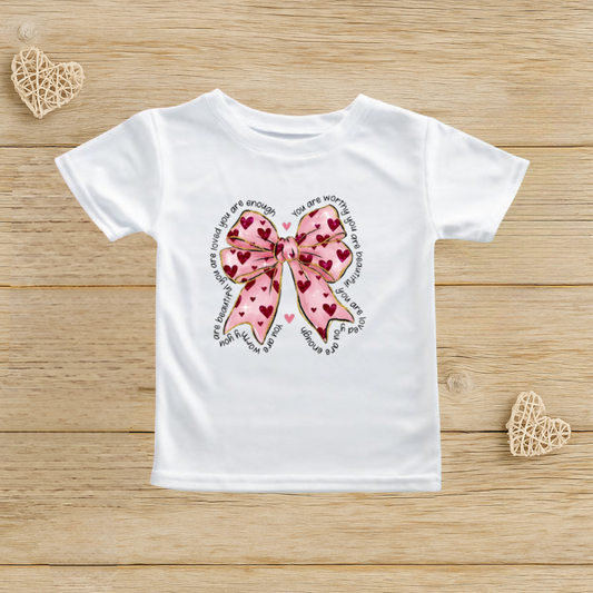PINK HEARTS BOW Kids T Shirt
