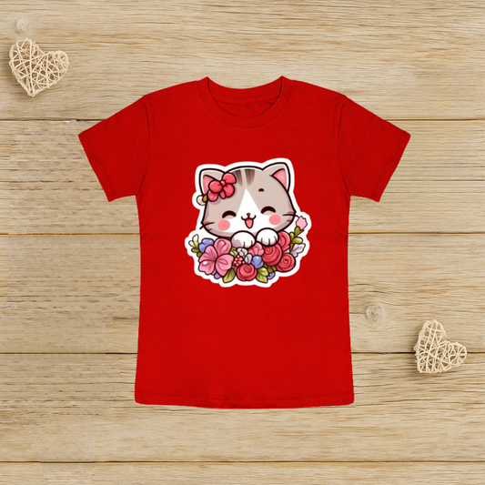 FLORAL KITTY Kids T Shirt